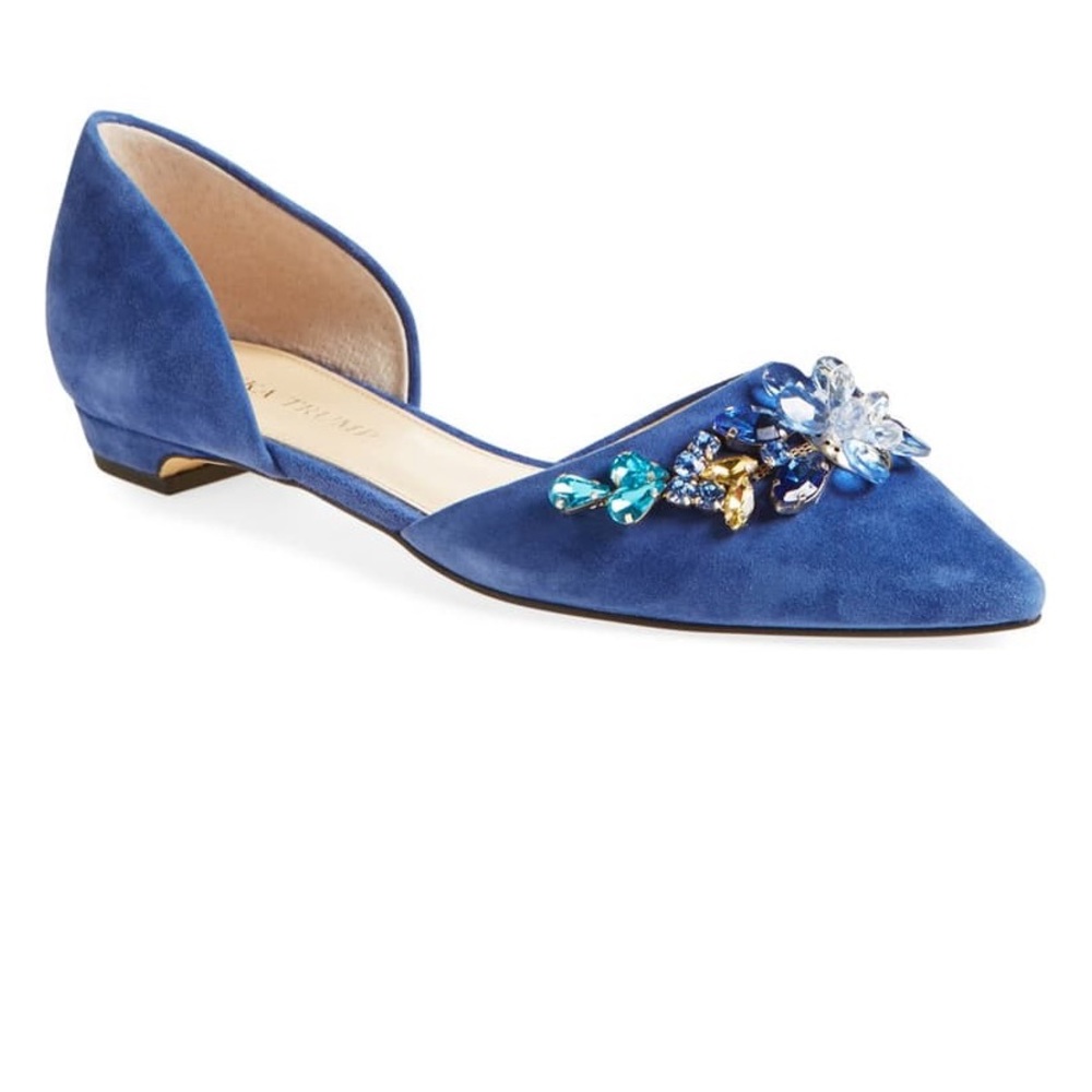 COPY - Ivanka Trump embellished Blue d’Orsay Flats